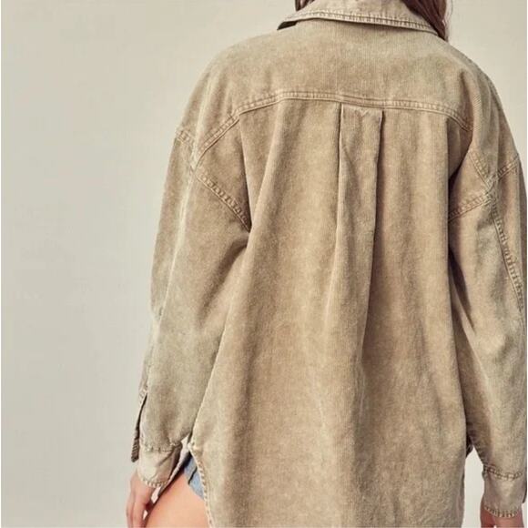 Mustard Seed Corduroy Button Up Shirt Jacket Shacket Small Cotton Pockets Boho - Picture 3 of 10